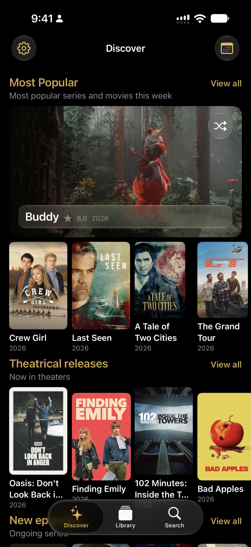 Discover screen
